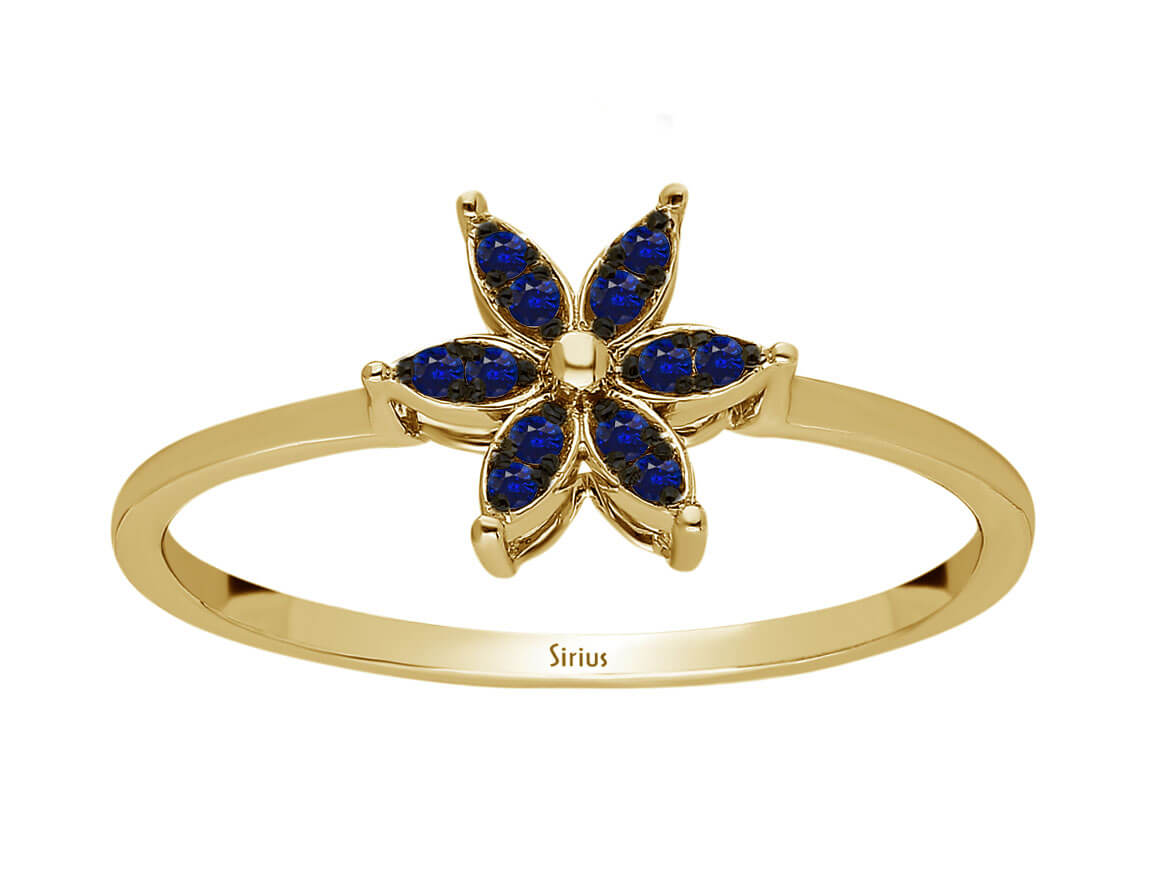 Sapphire crocus flower ring