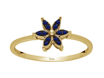 Sapphire crocus flower ring