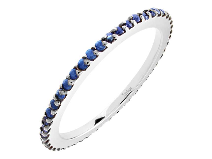Sapphire all-around alliance in 14K white gold