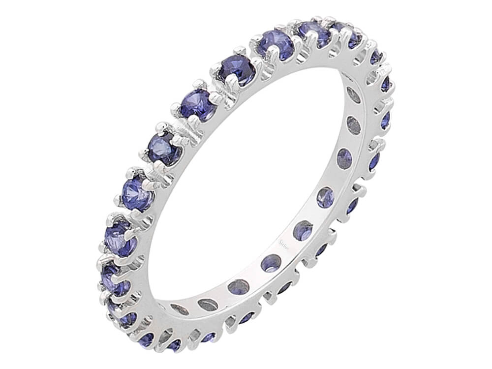 0.72 carat sapphire wraparound ring in 14 K white gold 