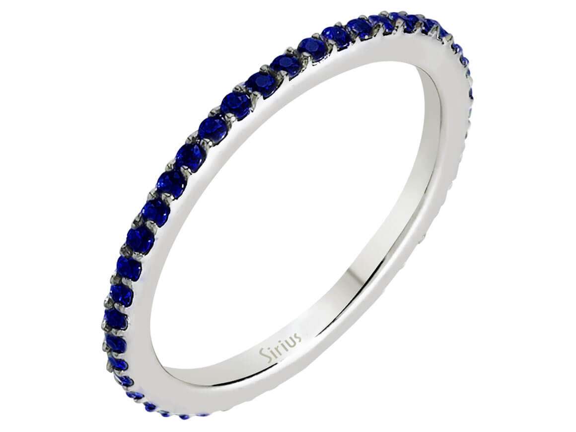 0,38 Karat Saphir rundum Allianz Ring - handgefertigter Diamantschmuck aus Feingold | Sirius Diamant
