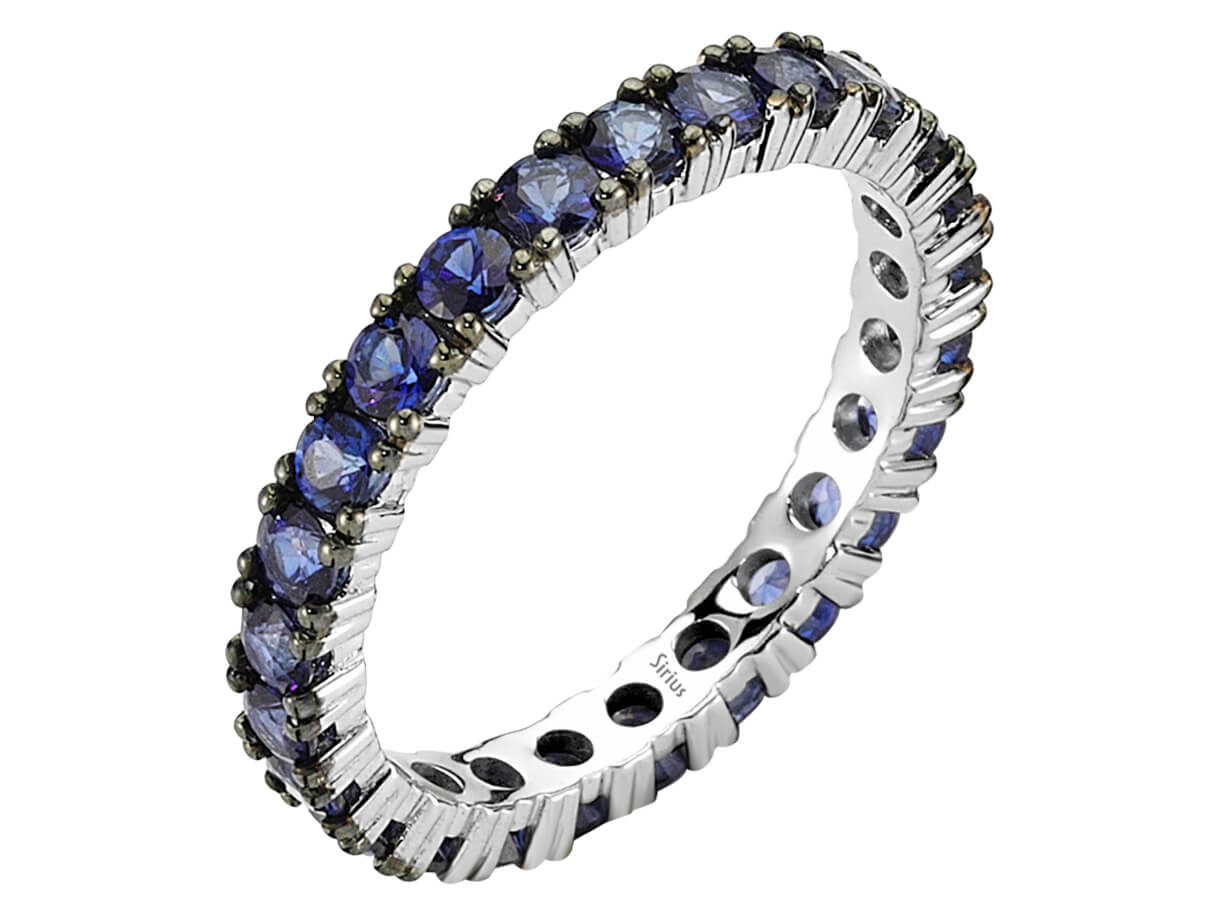 1,90 Carat rundum Saphir Allianz Ring - handgefertigter Diamantschmuck aus Feingold | Sirius Diamant