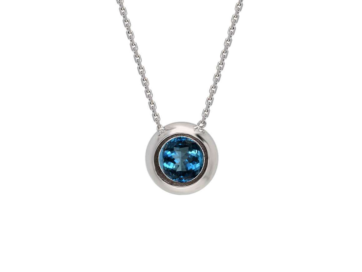 Saphir Solitärkette - handgefertigter Diamantschmuck aus Feingold | Sirius Diamant