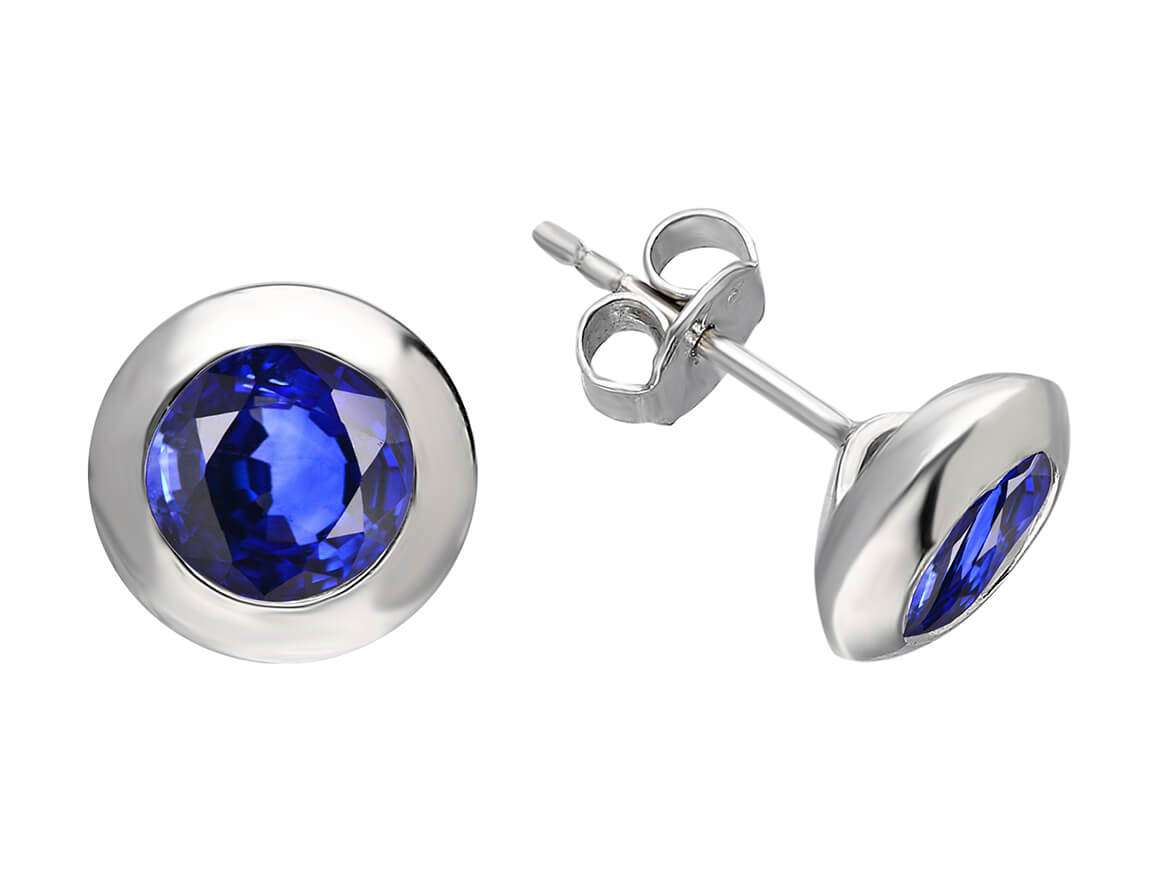 Solitär-Ohrringe mit Saphir - handgefertigter Diamantschmuck aus Feingold | Sirius Diamant