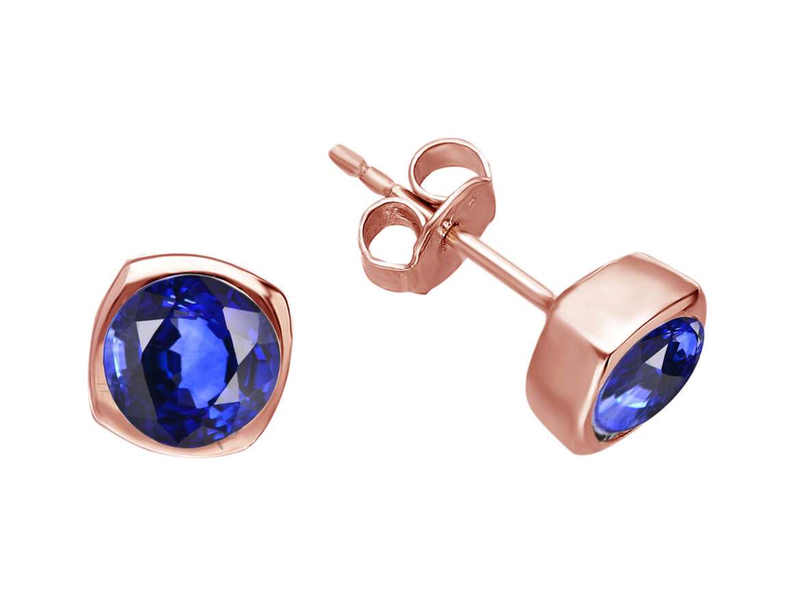 Saphir-Ohrringe mit einem Stein - handgefertigter Diamantschmuck aus Feingold | Sirius Diamant