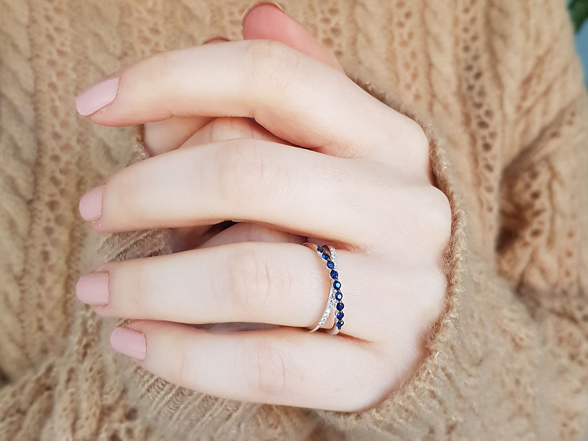 Diamond and Sapphire Orbit Ring