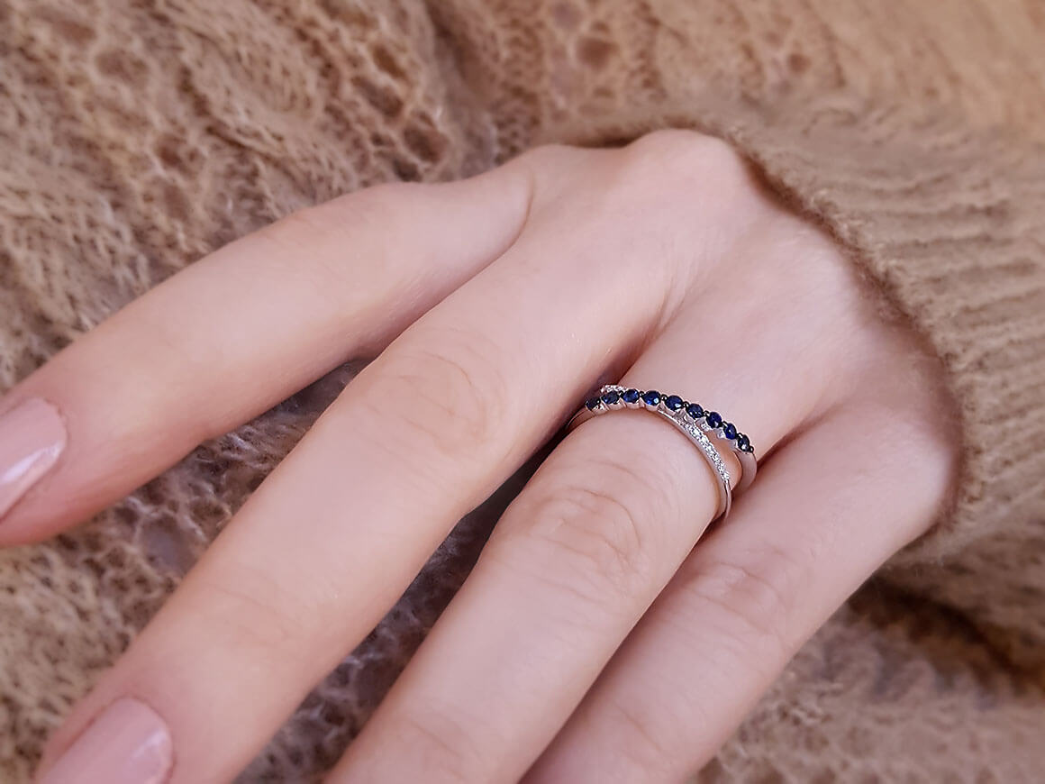 Diamond and Sapphire Orbit Ring