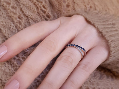 Diamond and Sapphire Orbit Ring