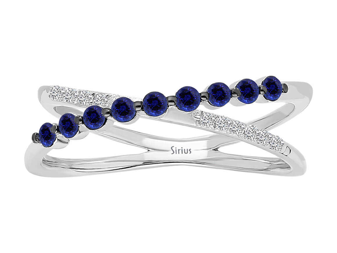 Diamant und Saphir Orbit Ring - handgefertigter Diamantschmuck aus Feingold | Sirius Diamant