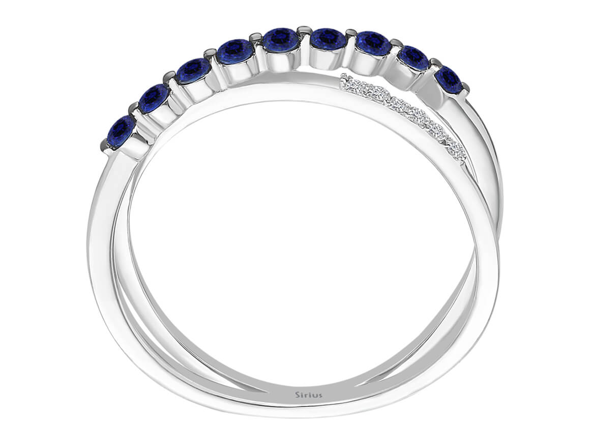 Diamant und Saphir Orbit Ring - handgefertigter Diamantschmuck aus Feingold | Sirius Diamant
