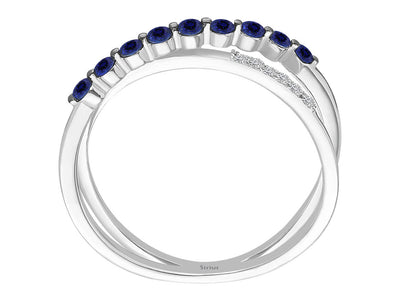 Diamond and Sapphire Orbit Ring