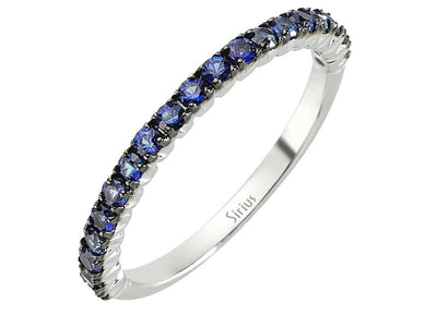 0.50 carat sapphire half-round alliance in 18 K white gold
