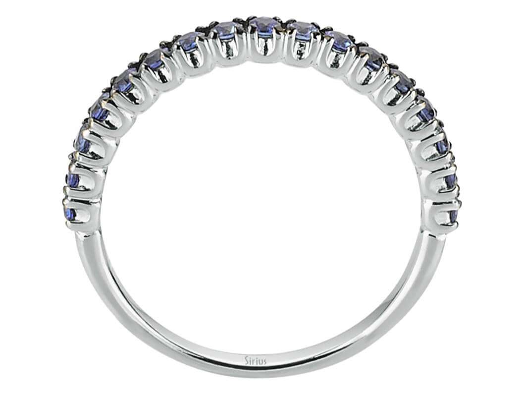 Saphir Halbrund Allianz Ring in 585er 14 Karat Weißgold - handgefertigter Diamantschmuck aus Feingold | Sirius Diamant