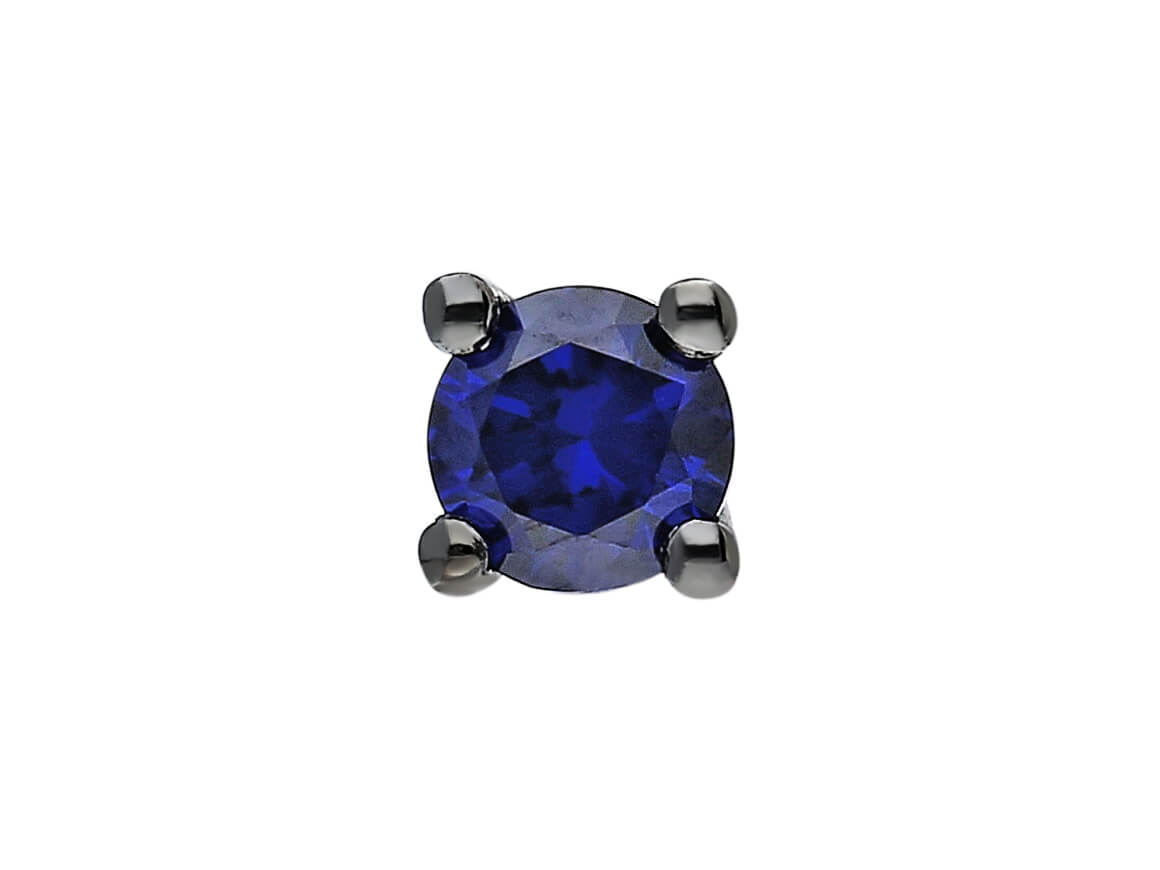0.30 carat sapphire solitaire men's earring in 14K white gold 