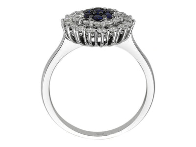 Double row diamond and sapphire ring