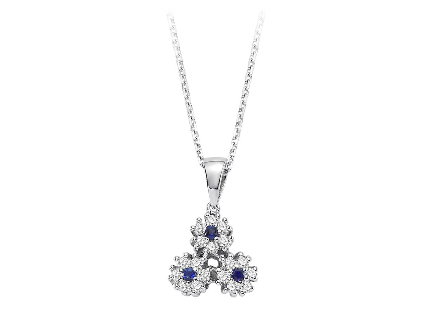 Collier diamant et saphir en or blanc 14 carats