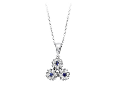 Collier diamant et saphir en or blanc 14 carats
