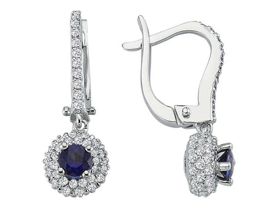Diamond and sapphire earrings in 18 K white gold