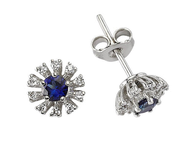 Diamond and sapphire earrings in 333 8 carat white gold