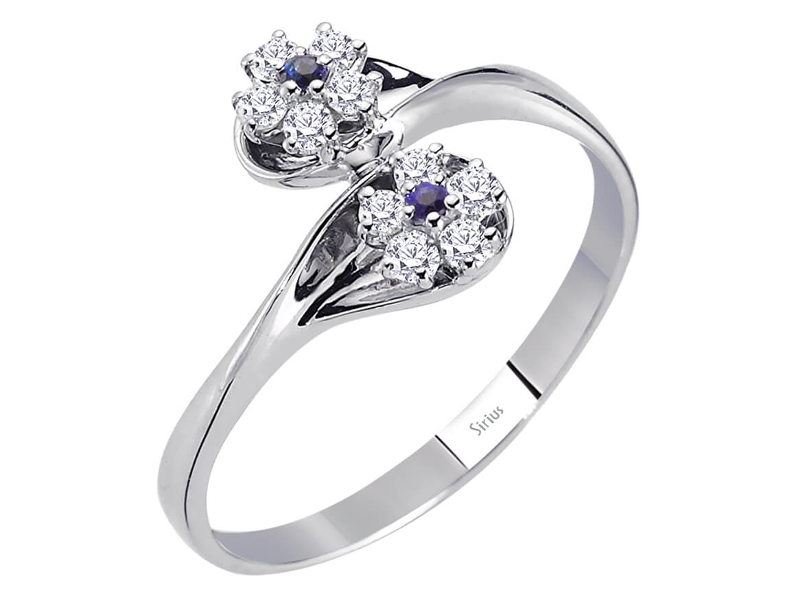 Diamond and Sapphire Water Lily Ring