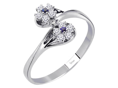 Diamond and Sapphire Water Lily Ring