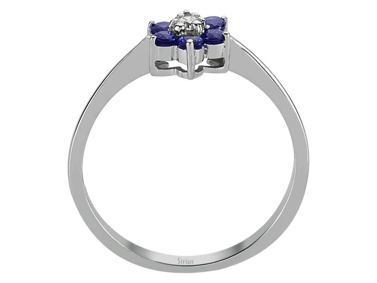 Diamond and sapphire daisy jewelry set in 333 8 K white gold