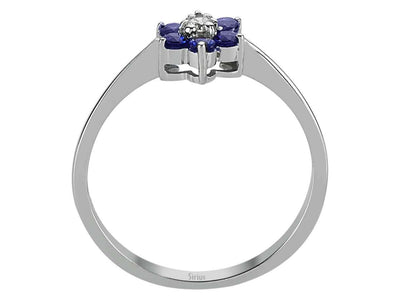 Diamond and sapphire daisy jewelry set in 333 8 K white gold