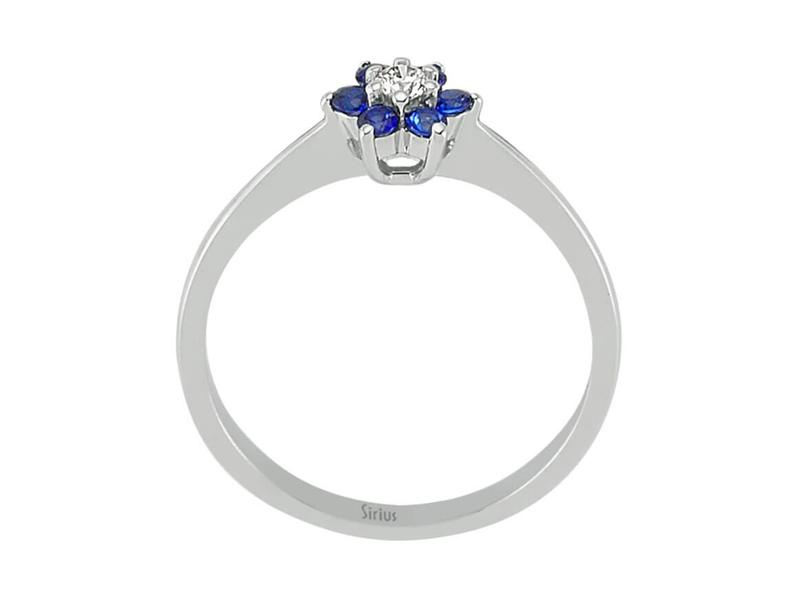 Diamant und Saphir Gänseblümchen Ring – handgefertigter Diamantschmuck aus Feingold | Sirius Diamant