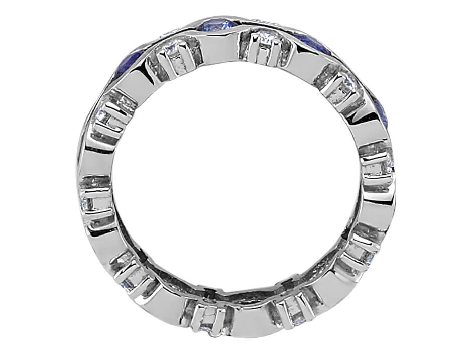 Diamant und Saphir rundum Allianz - handgefertigter Diamantschmuck aus Feingold | Sirius Diamant