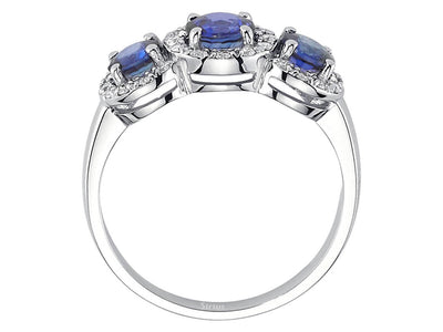 Saphir und Diamant Tria Ring in 585er 14 K Weißgold