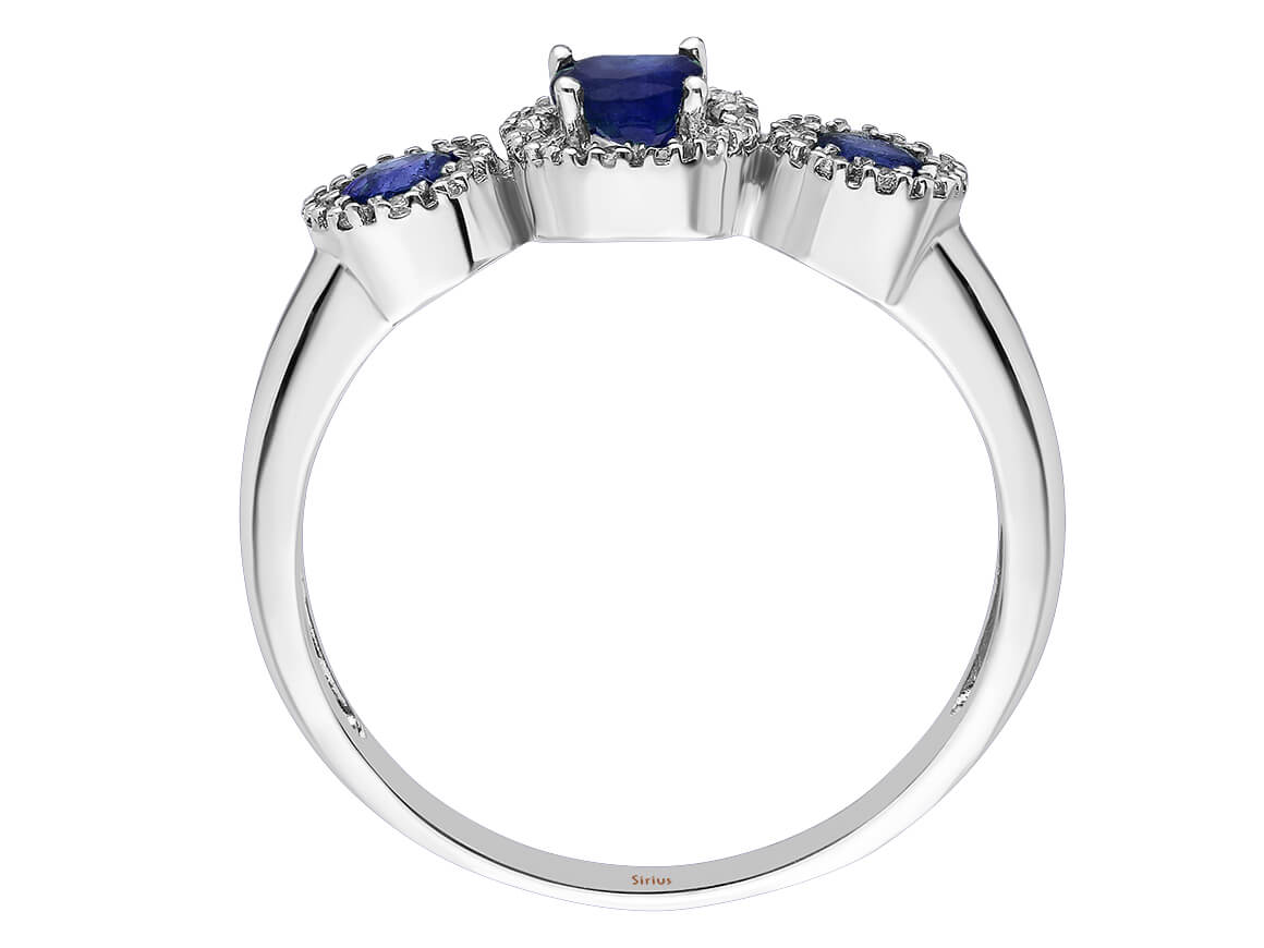 Diamant und Saphir Tria Damenring - handgefertigter Diamantschmuck aus Feingold | Sirius Diamant