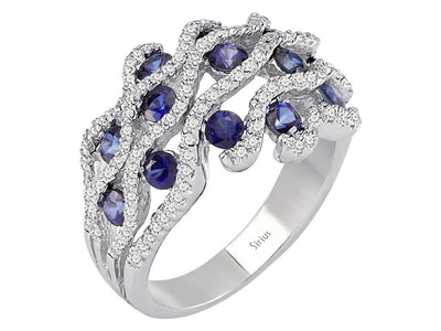 Bague diamant et saphir en or blanc 14 carats
