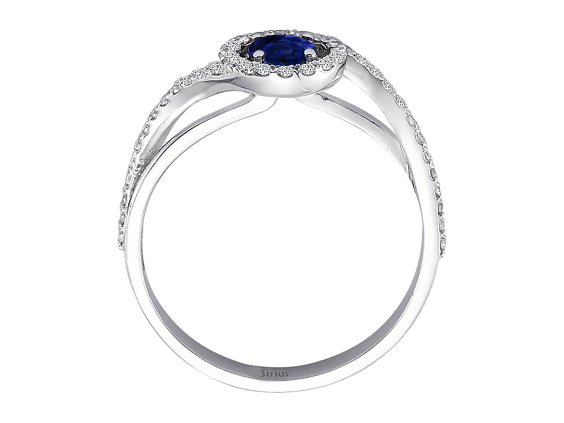 Bague diamant et saphir en or blanc 14 carats