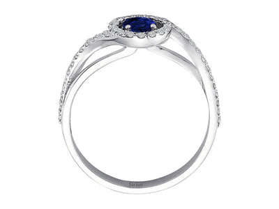 Bague diamant et saphir en or blanc 14 carats