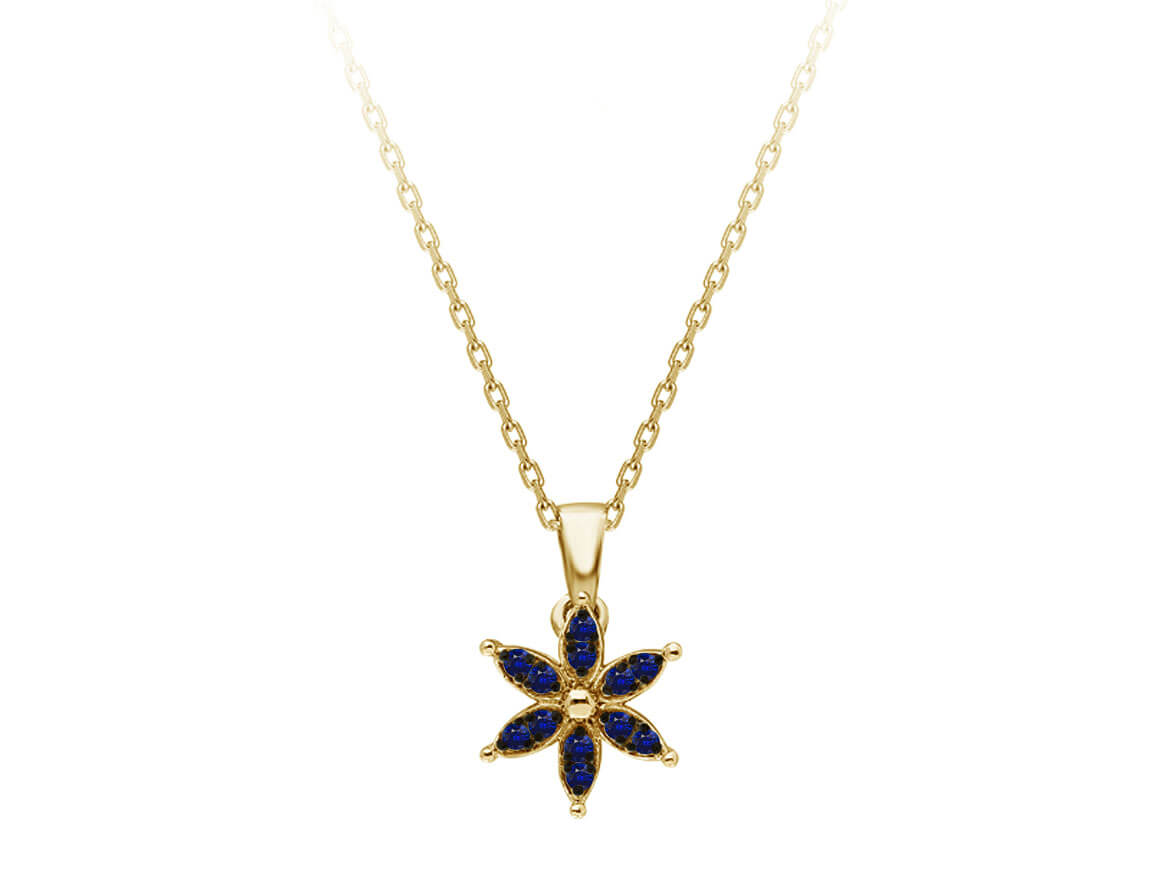 Saphir Krokusblüten Collier - handgefertigter Diamantschmuck aus Feingold | Sirius Diamant