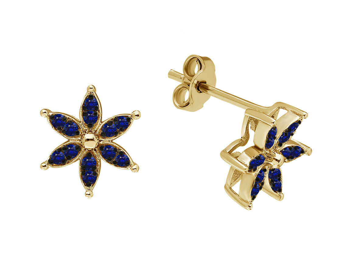 Saphir Krokusblüten Ohrringe - handgefertigter Diamantschmuck aus Feingold | Sirius Diamant