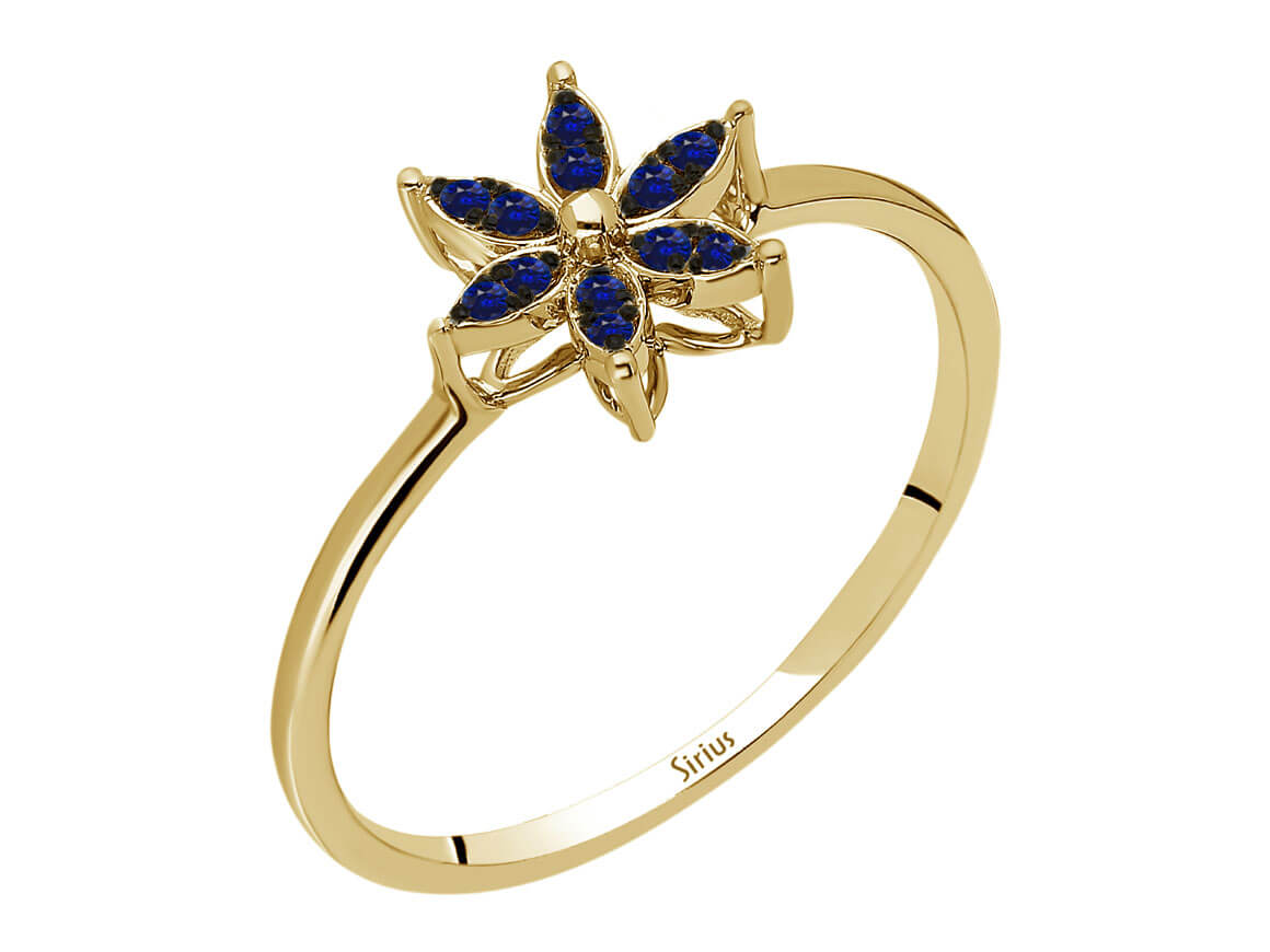 Sapphire crocus flower ring