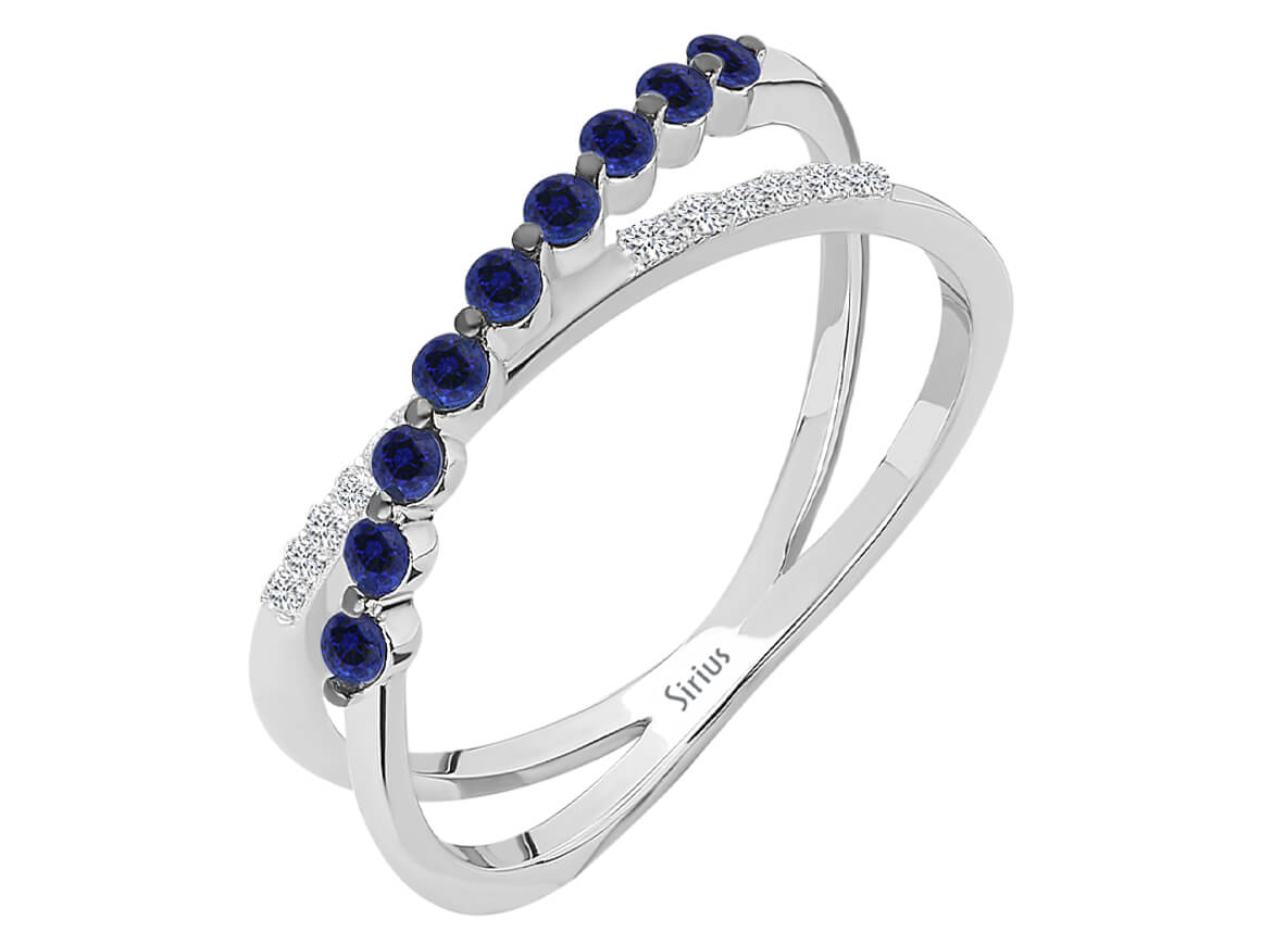 Diamant und Saphir Orbit Ring - handgefertigter Diamantschmuck aus Feingold | Sirius Diamant