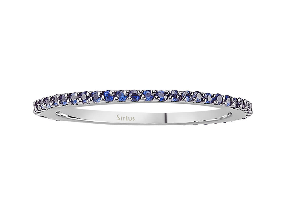 Sapphire all-around alliance in 14K white gold