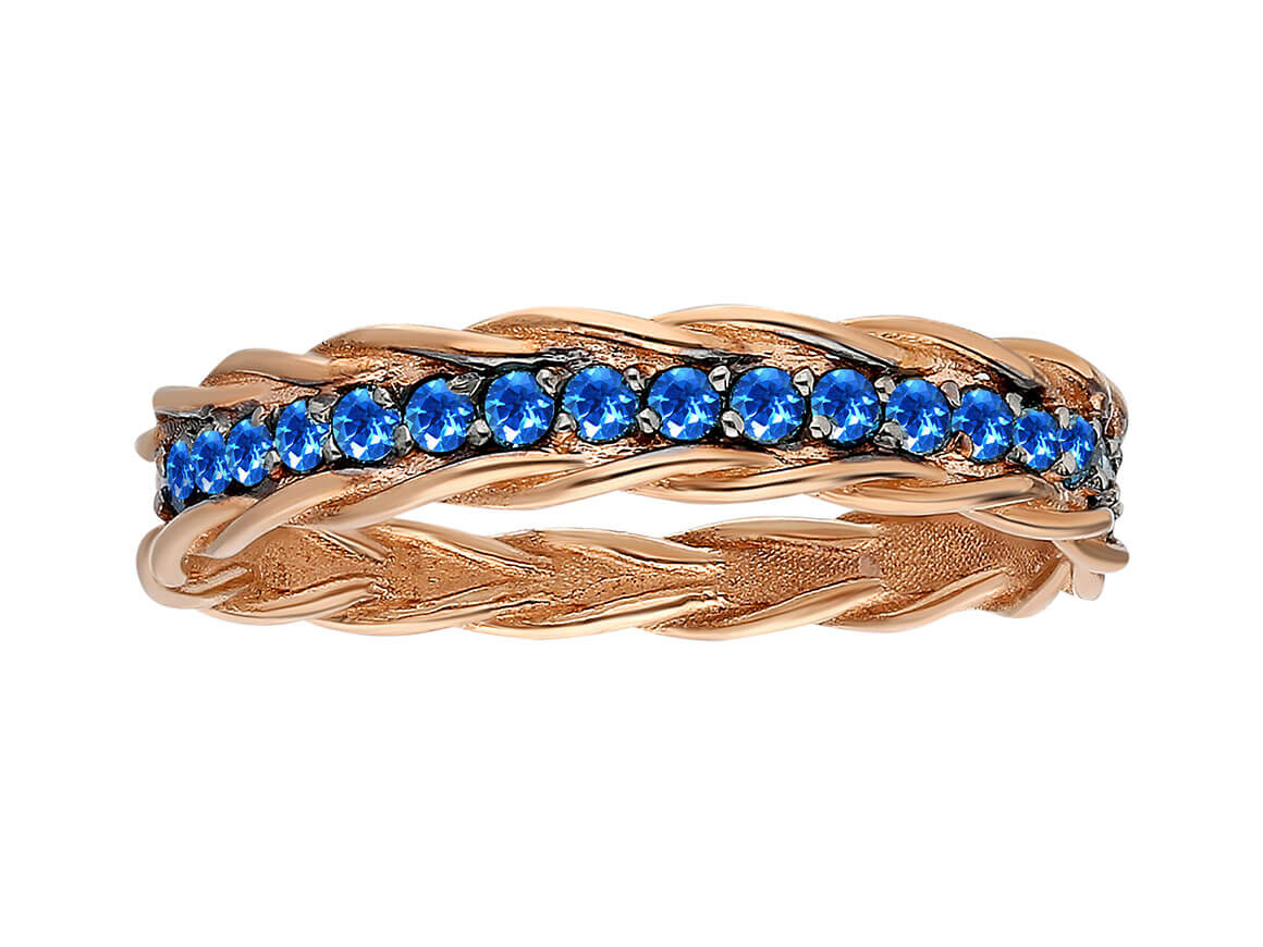 London Blauer Topas Halbrundum Allianz - handgefertigter Diamantschmuck aus Feingold | Sirius Diamant