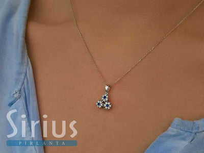 Collier diamant et saphir en or blanc 14 carats