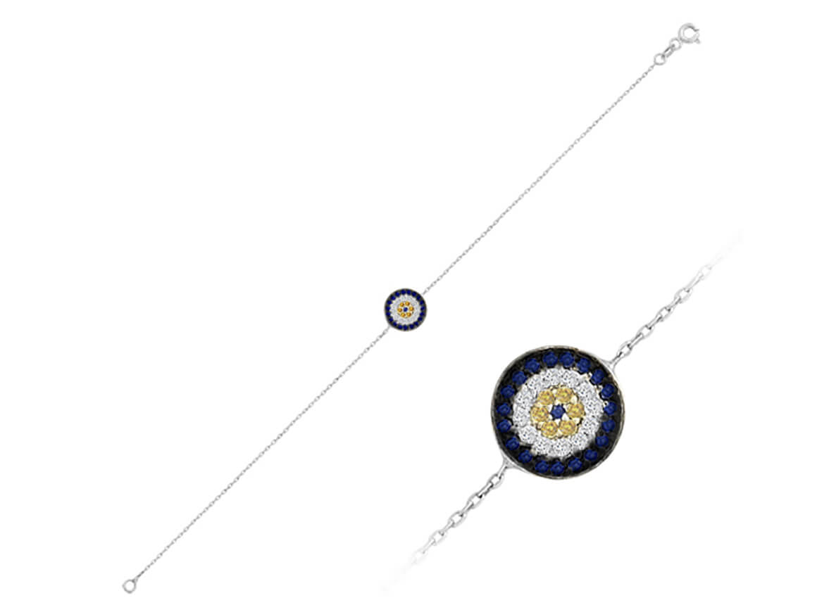 Diamond and Sapphire Blue Eye Bracelet
