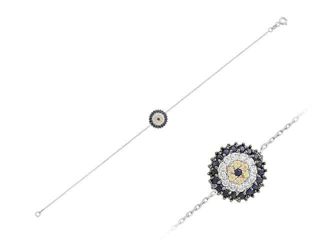 Diamond and Sapphire Blue Eye Bracelet