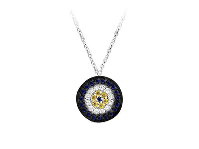 Collier à motif œil bleu diamant et saphir