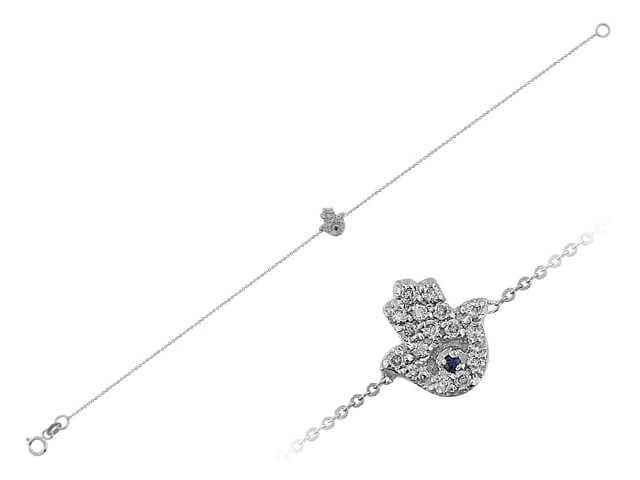 Diamant und Saphir Hand der Fatima Armband - handgefertigter Diamantschmuck aus Feingold | Sirius Diamant