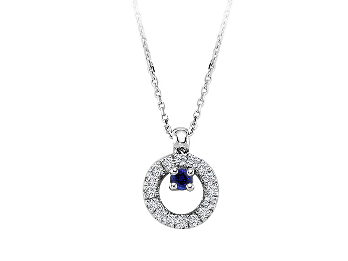 Diamond and sapphire necklace in 8 K white gold