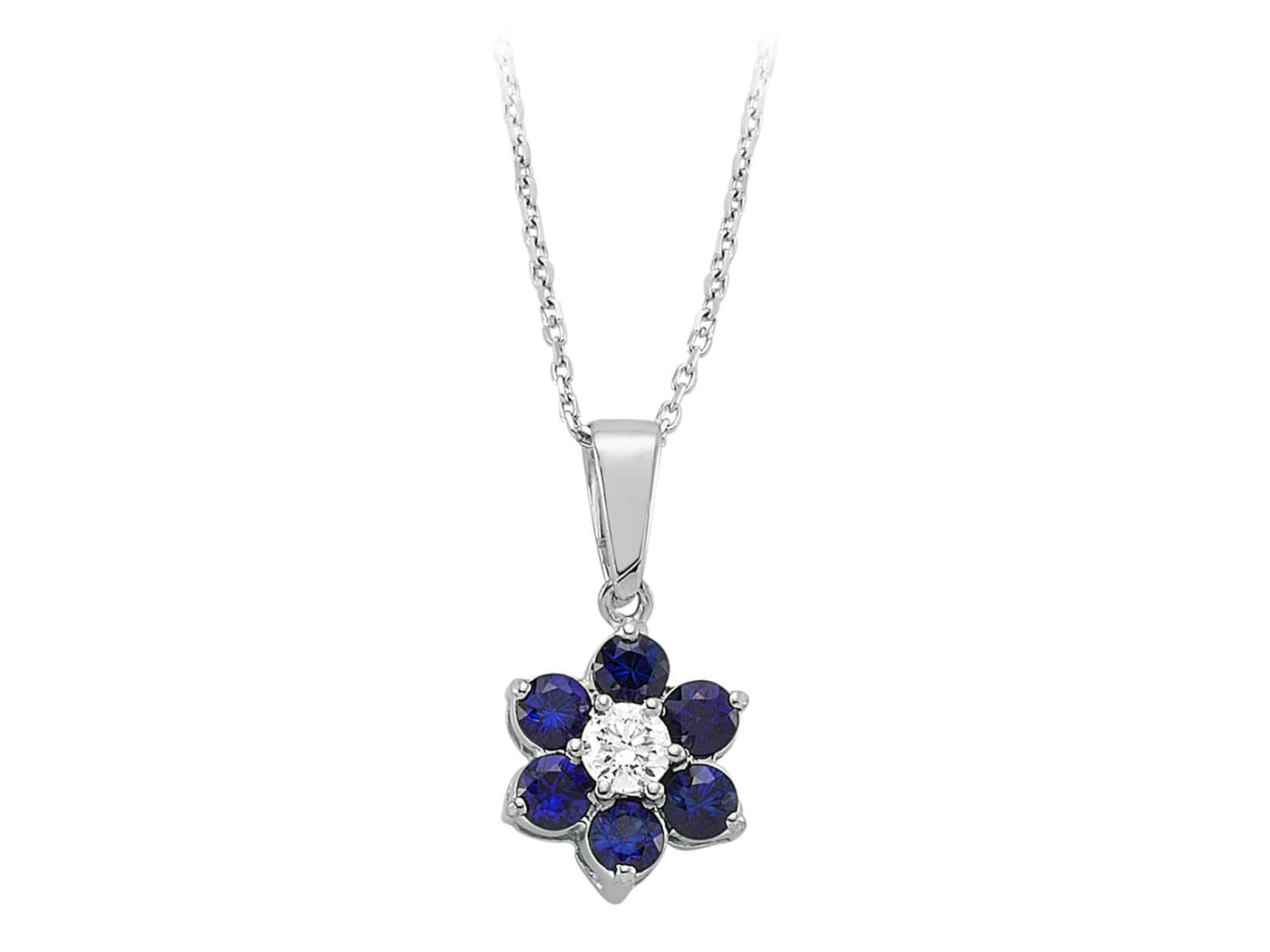 Diamond and Sapphire Daisy Necklace