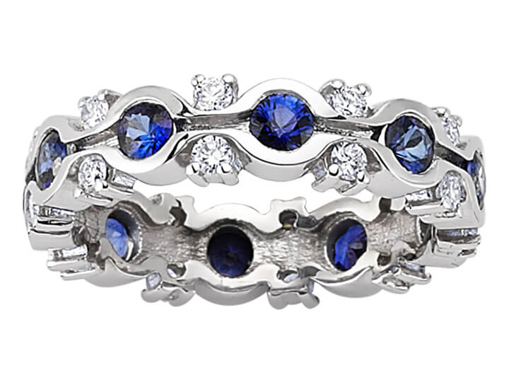 Diamant und Saphir rundum Allianz - handgefertigter Diamantschmuck aus Feingold | Sirius Diamant