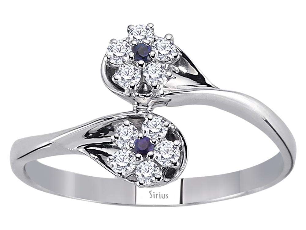 Diamond and Sapphire Water Lily Ring