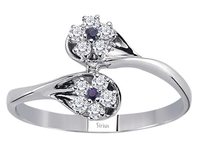 Diamond and Sapphire Water Lily Ring